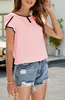 ASKSA Sommer Damen T-Shirt Rundhals Kurzarm Blütenblatt Produktbild-Vorschau 3