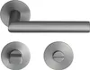 A set of door hardware, including a lever handle and two rosettes, displayed against a white background. Produktbild-Vorschau