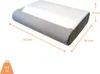 A 3D rendering or photograph of a white and gray projector with dimensions indicated by orange lines and text. Anteprima dell’immagine prodotto