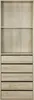 A tall, narrow storage unit with two open shelves at the top and five drawers below. Produktbild-Vorschau
