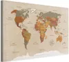 Vliesstoff Leinwandbild - World Map: Beige Chic 120x80 cm Produktbild-Vorschau 1