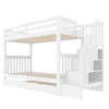 A white bunk bed with stairs and storage. Voir les images du produit