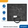 The back of an induction cooktop with feature icons and text. Produktbild-Vorschau