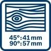 A graphic representing wood grain with text indicating measurements for different angles. Anteprima dell’immagine prodotto