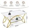 Couchtisch Marmor Gold, Kaffeetisch 2 Ablagen, Produktbild-Vorschau 8