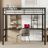 A loft bed with an integrated desk and shelves. Produktbild-Vorschau