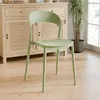 A green chair is placed in front of a light wood cabinet with slatted doors. A potted plant is visible to the right of the chair, and a window is in the background. Náhled obrázku produktu