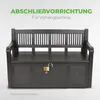 A dark gray storage bench with a padlock on the front. Produktbild-Vorschau