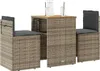 vidaXL 3-tlg. Bistro-Set mit Kissen Grau Poly Rattan Produktbild-Vorschau 2