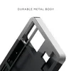 Close-up of a dark gray and silver metal keyboard frame with cutouts, against a white background. Produktbild-Vorschau