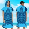 Badeponcho Bademantel mit Meeresschildkröte Muster Damen Produktbild-Vorschau 3
