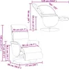 Diagram showing the dimensions of a massage chair in both upright and reclined positions. Produktbild-Vorschau