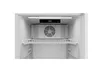Interior view of a white refrigerator with a digital display and a fan. Produktbild-Vorschau