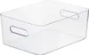 A clear plastic storage box with handles. Produktbild-Vorschau