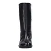A front view of a black leather boot. Produktbild-Vorschau