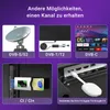 Collage of images showing different ways to receive a TV signal and connect streaming devices. Produktbild-Vorschau