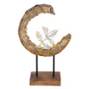 LED Solarleuchte, Holz Optik, Mondsichel Design, H 52 cm Produktbild-Vorschau 10