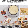 A collage of images showing a crepe maker and the process of making crepes, with various toppings and ingredients. Náhled obrázku produktu