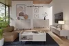 A modern living room with a beige kommode, coffee table, sofa, and TV. Produktbild-Vorschau