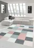 Designer und  Moderner Teppich mit Karo Muster in Rosa Grau Produktbild-Vorschau 1