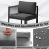 A close-up marketing image of an outdoor seating set, highlighting its features. Produktbild-Vorschau