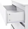 Close-up view of an open white drawer with visible drawer slides and screws. Produktbild-Vorschau