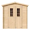 A front view of a wooden garden shed with double doors and two windows. Anteprima dell’immagine prodotto