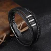 Schwarzes Lederarmband mit Stahlelementen, 21 cm Produktbild-Vorschau 4