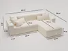 A cream-colored sectional sofa with dimensions indicated by measurement lines and text. Produktbild-Vorschau
