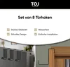 A collage showing a set of 8 door hooks with descriptive text and product images. Produktbild-Vorschau