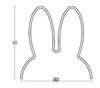 A line drawing of a bunny-shaped night light with dimensions indicated. Produktbild-Vorschau