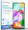 A product shot of screen protectors for a Samsung Galaxy A41, with packaging and a phone mockup. Produktbild-Vorschau