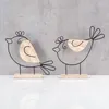 2er Set Deko Aufsteller Vogel Metall Holz Schwarz Natur Produktbild-Vorschau 4
