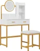 Schminktisch mit LED-Beleuchtung, Hocker, 2 Schubladen, Produktbild-Vorschau 8