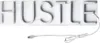 A white LED neon sign spelling out the word "HUSTLE" with a USB cable attached. Produktbild-Vorschau