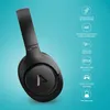 A black LAMAX headphone is shown against a light blue background with feature callouts. Produktbild-Vorschau