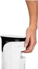 A hand is shown gripping the side of a white tower fan. Produktbild-Vorschau