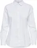A white long-sleeved shirt is shown against a white background.