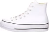 A side view of a white high-top Converse sneaker with a platform sole. Produktbild-Vorschau
