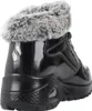 A black boot with a grey fur trim, shown from the back. Voir les images du produit