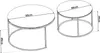 A line drawing of two round coffee tables with dimensions indicated. Náhľad obrázku produktu