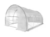 A white greenhouse tunnel with a metal frame, shown on a white background. Anteprima dell’immagine prodotto