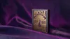 A deck of Bicycle playing cards with a peacock design is placed on a draped purple fabric. Produktbild-Vorschau