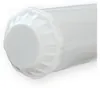 A close-up view of the end of a white cylindrical product, possibly a filter cartridge, with a white plastic cap and ribbed edge. Produktbild-Vorschau