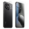 A split image showing a smartphone with camera lens protectors on the left and a smartphone with screen protectors on the right. Produktbild-Vorschau