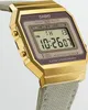 A close-up shot of a gold-colored Casio digital watch with a fabric strap. Voir les images du produit