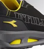 A close-up view of a black and yellow safety shoe. Produktbild-Vorschau