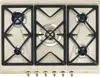 A top-down view of a cream-colored gas hob with black grates and silver burner caps. Anteprima dell’immagine prodotto