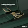 Close-up of a green phone case strap with gold clips, with German text overlay. Produktbild-Vorschau