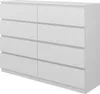 A white dresser with eight drawers, shown from a three-quarter angle against a white background. Voir les images du produit